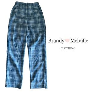 Brandy Melville blue plaid checker pants